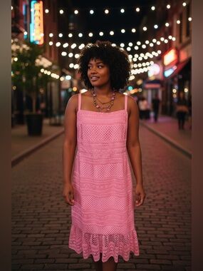 J. Crew Pink Ruffled Tiered Midi Sundress